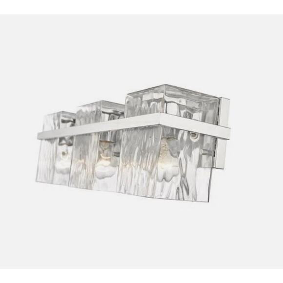 Bathroom Vanity Light Polished Chrome Dimmable, Up or Down Water Glass Shade - Picture 6 of 9